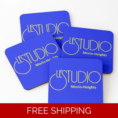 Coasters Royal Blue Yellow logo MH Yellow (set of 4)
